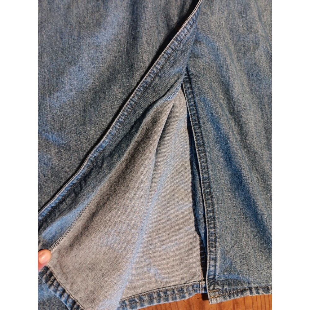 Vtg Westbound Maxi Denim Skirt Womens 14 Blue Metal Button Front Pockets Cotton - Picture 3 of 6